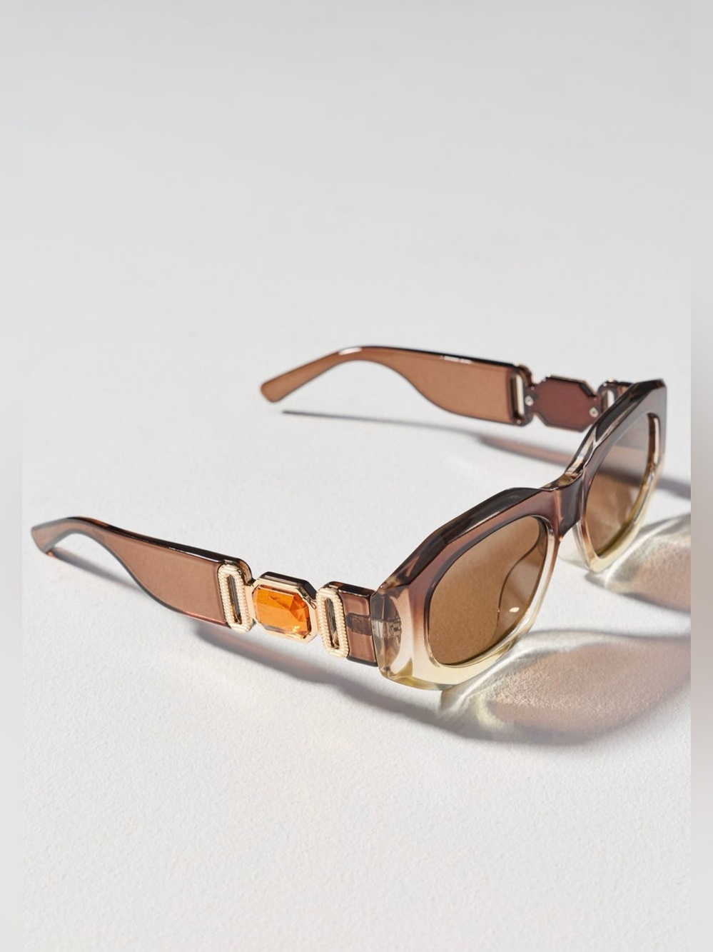 Anthropologie Brown Ombre Deco rectangle Sunglasses